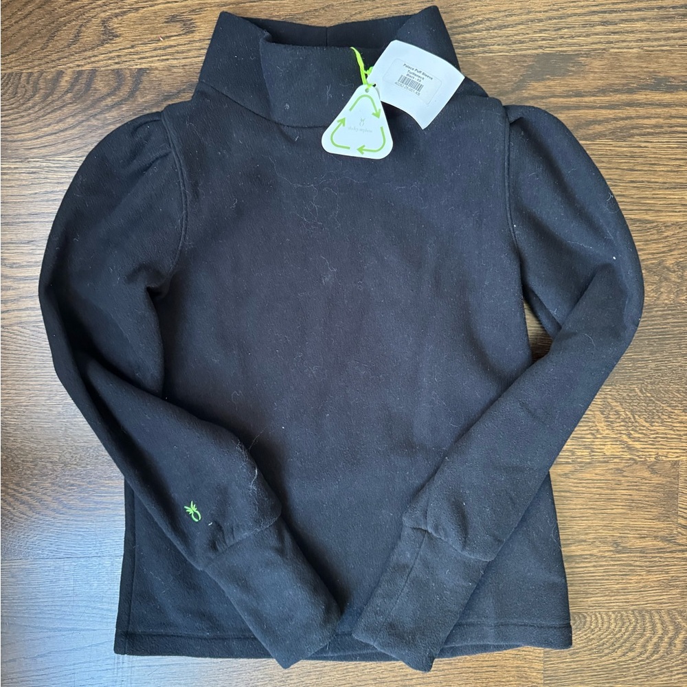 Dudley Stephens Black Cowl Turtleneck Sweater with Puff Sleeves